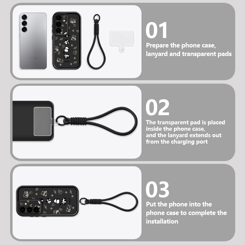 Cartoon Panda Pattern Lanyard  - Samsung Galaxy A55 评论和价格